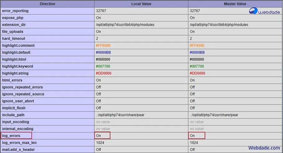 پیدا کردن error log