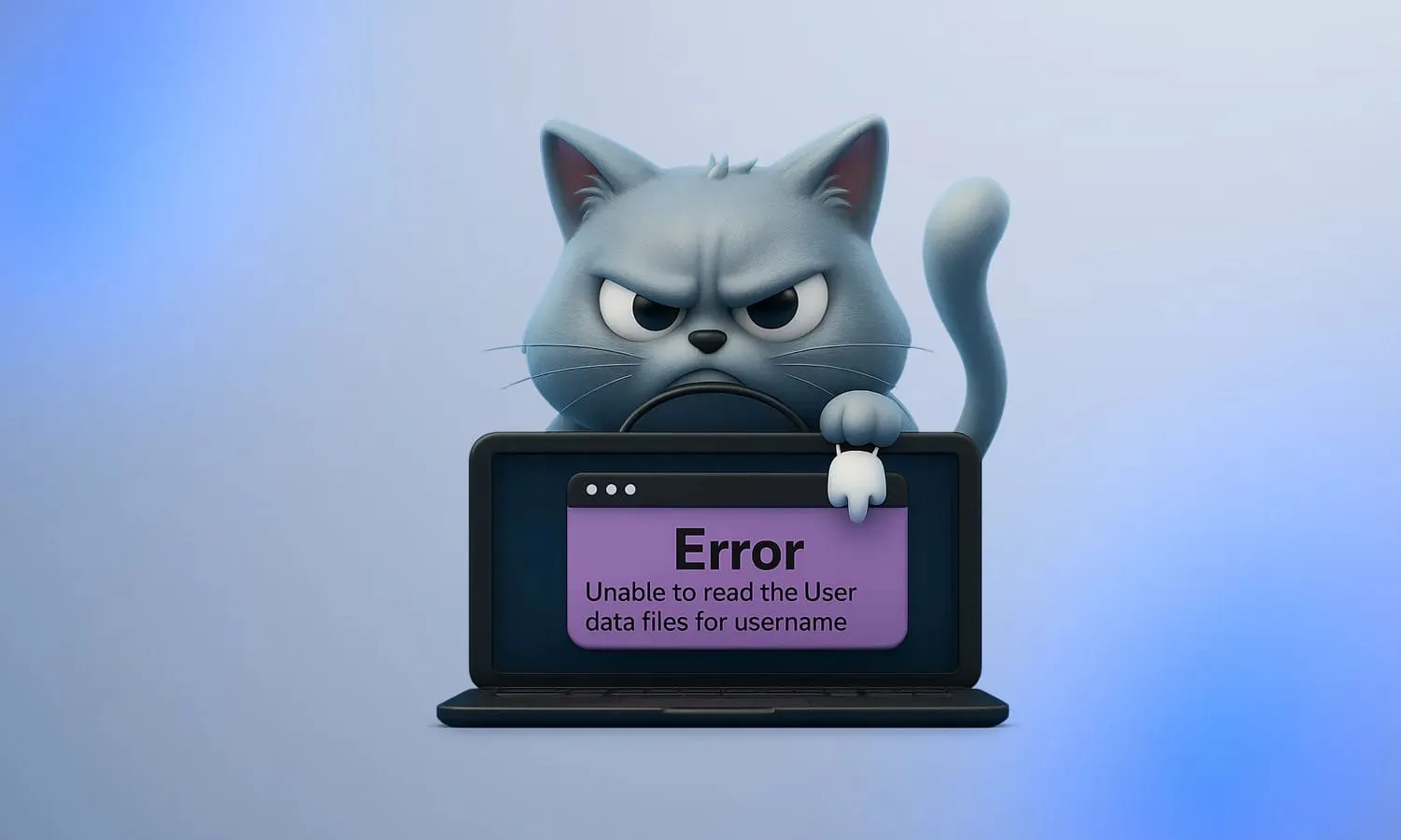 خطای Unable to read the User data files for username