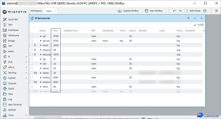 بستن پورت Winbox