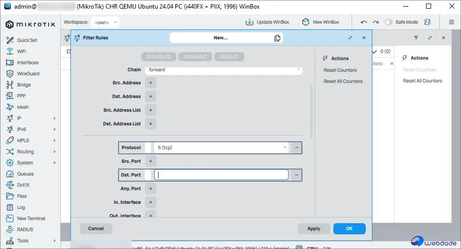تغییر پورت WinBox