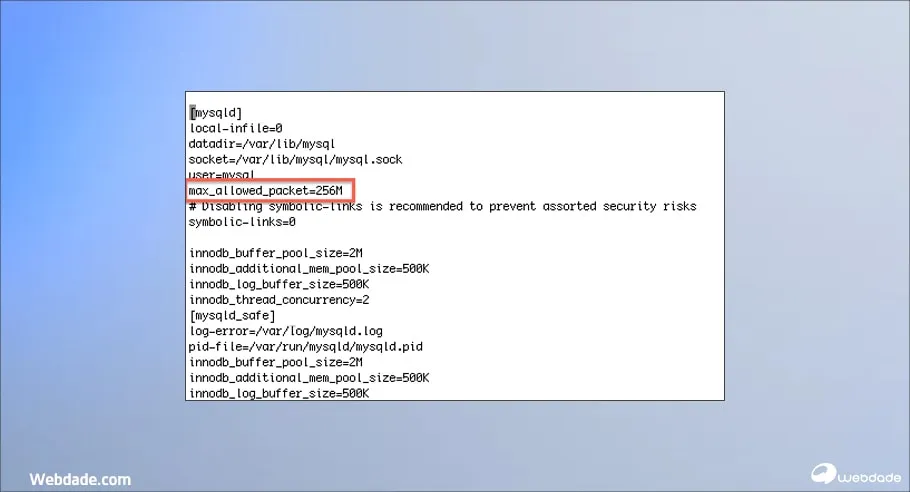خطای max_allowed_packet