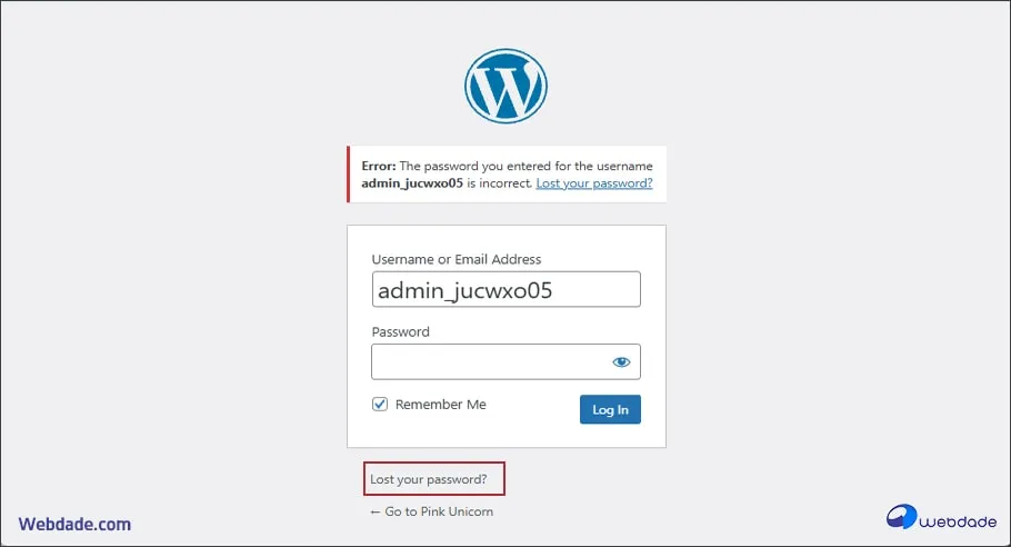 فراموشی رمز عبور وردپرس