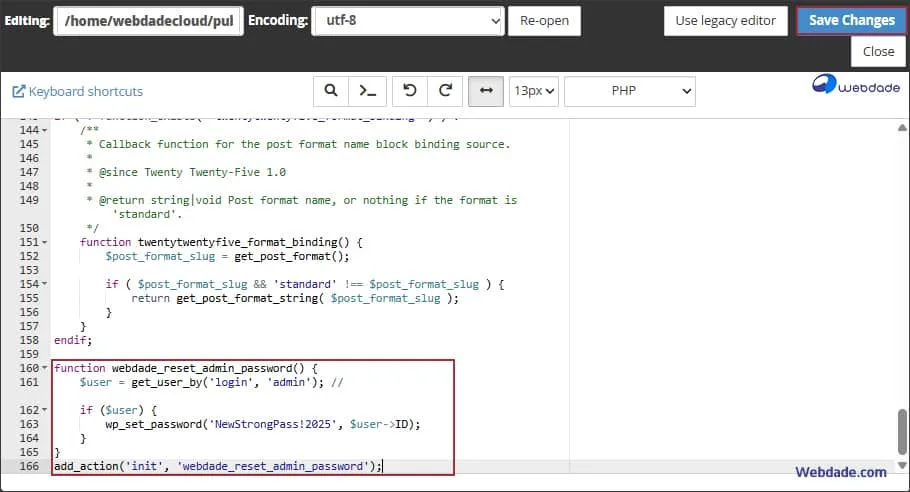 بازیابی پسورد وردپرس
