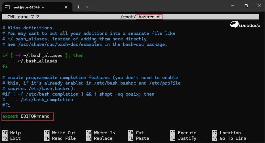 تنظیم متغیر EDITOR در لینوکس