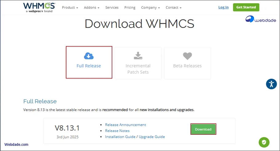 دانلود آخرین نسخه whmcs