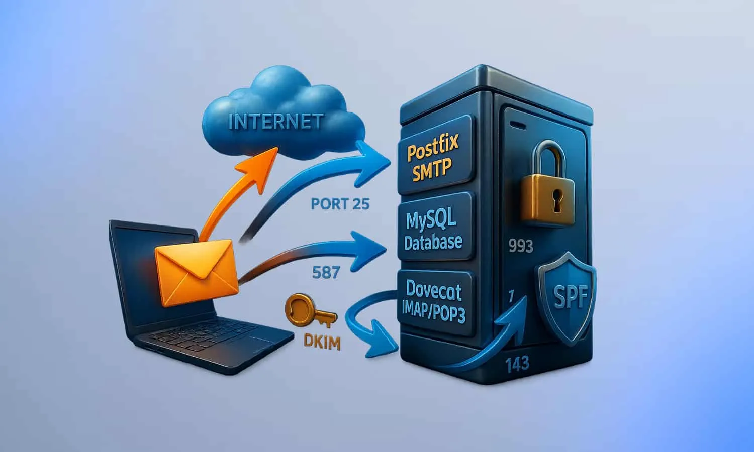 آموزش کانفیگ سرور ایمیل یا Mail Server به کمک Postfix, Dovecot, MySQL