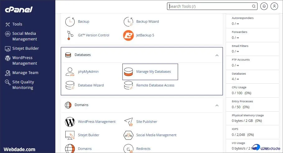 اتصال به دیتابیس از راه دور در cPanel