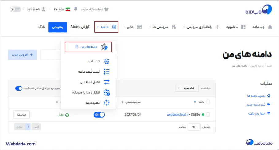 تنظیم نیم سرور دامنه ir