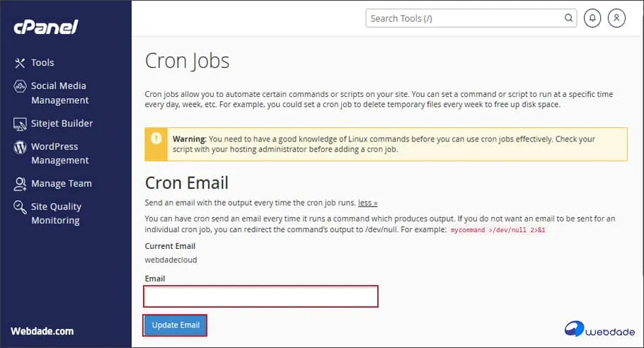 تنظیم کرون جاب در سی پنل