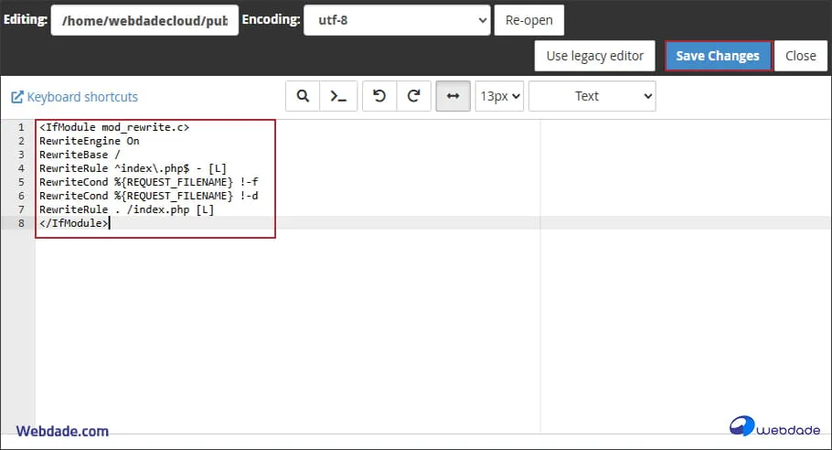 ساخت فایل htaccess پیش فرض وردپرس