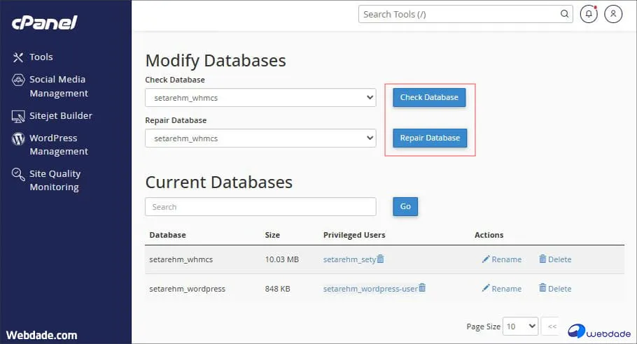 همگامسازی دیتابیس با سیپنل همگامسازی دیتابیس با سیپنل