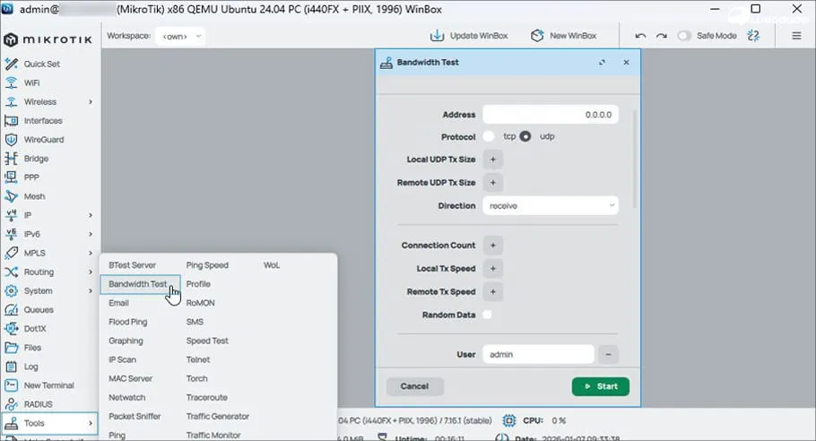 تست سرعت در میکروتیک (BTest)