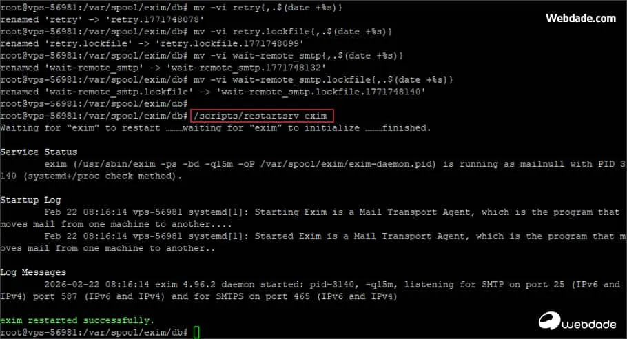 خرابی دیتابیس Retry در Exim سی پنل