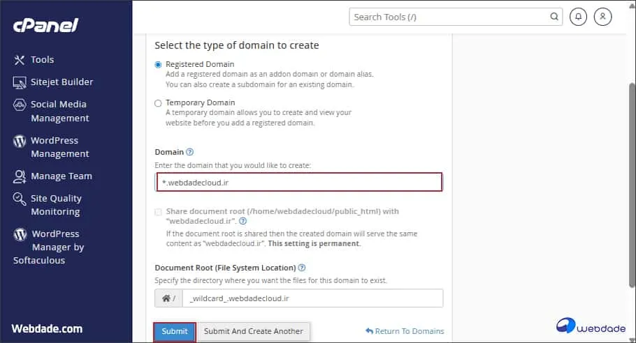 فعالکردن Wildcard روی دامنه در سی پنل