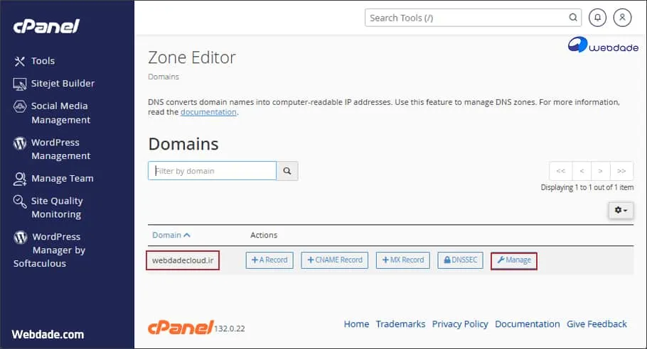 رکورد ستاره در DNS سی پنل