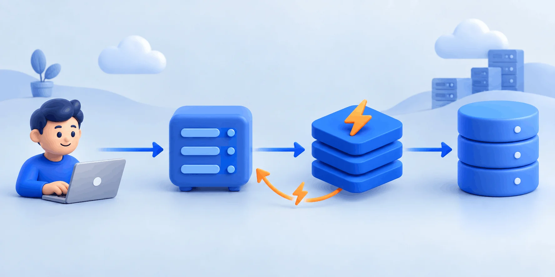 نمودار مفهومی Redis چیست و جایگاه کش درونحافظهای Redis میان کاربر، اپلیکیشن و دیتابیس اصلی نمودار مفهومی Redis چیست و جایگاه کش درونحافظهای Redis میان کاربر، اپلیکیشن و دیتابیس اصلی