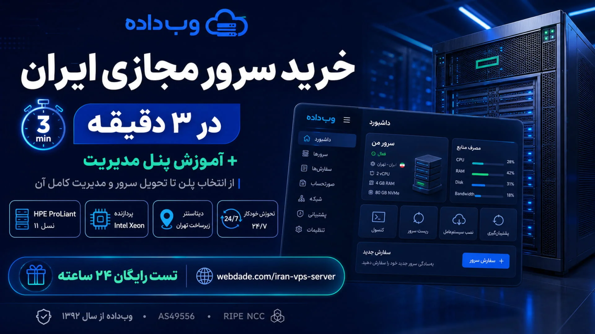 خرید سرور مجازی ایران در ۳ دقیقه آموزش کامل پنل مدیریت