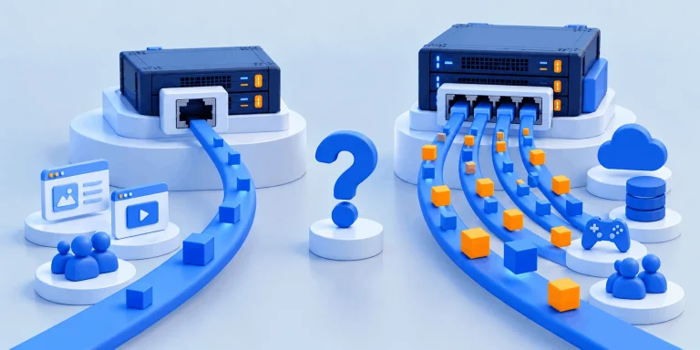 Isometric Server Bandwidth Comparison پورت 10 گیگ یا 1 گیگ؛ سرور اختصاصی شما کدام را لازم دارد؟