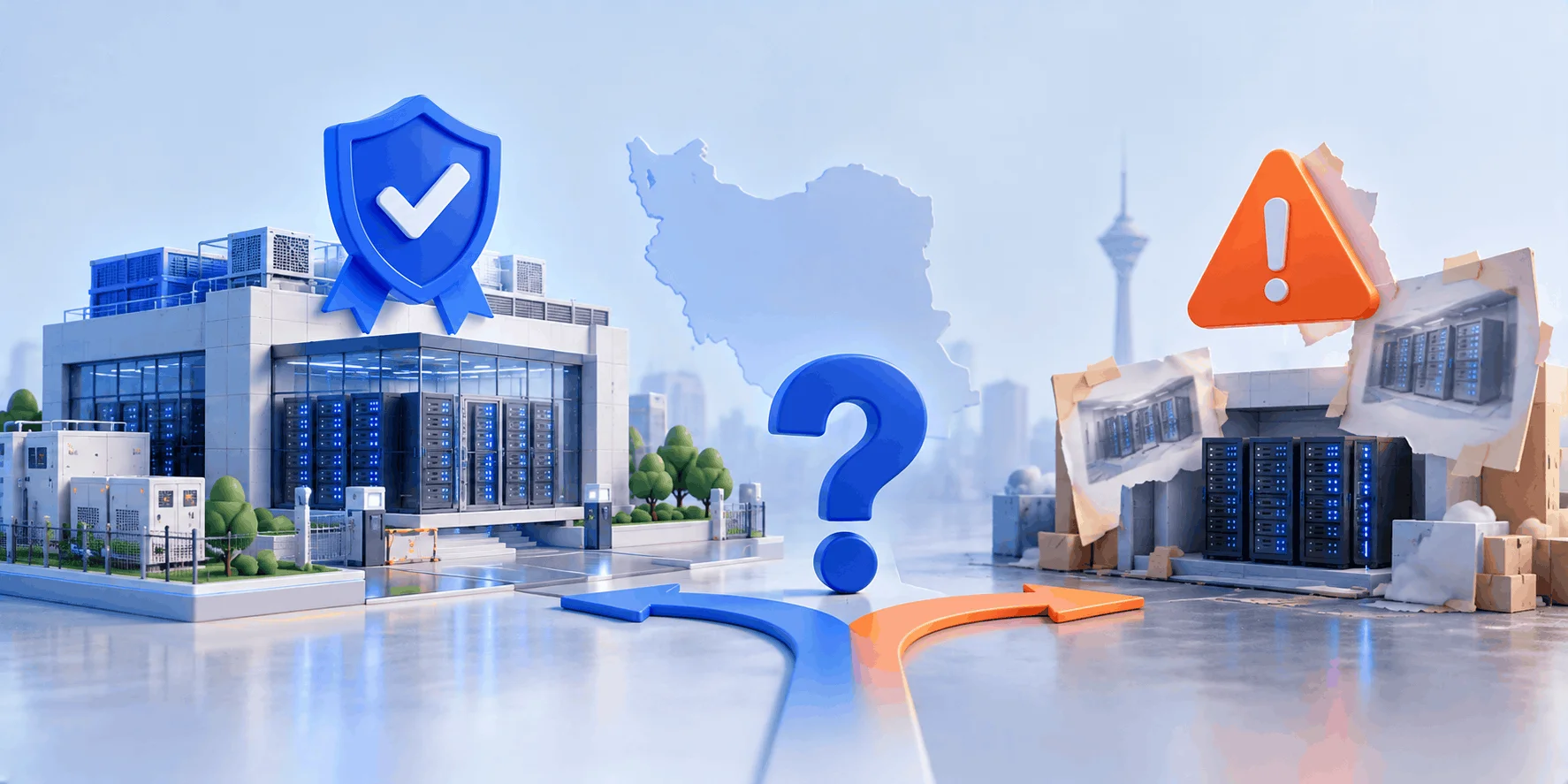 گواهی Tier واقعی یا ادعای تبلیغاتی؟ دیتاسنتر Tier 3 در ایران دوراهی انتخاب دیتاسنتر Tier 3 در ایران: مرکز داده با سپر تأیید گواهی در برابر مرکزی با علامت هشدار و ادعای بیسند