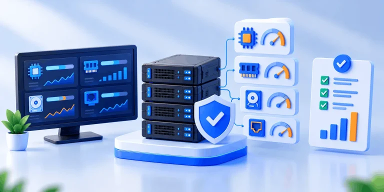Isometric Server Monitoring Dashboard 1 بنچمارک سرور اختصاصی؛ تست سلامت بعد از تحویل در 2026
