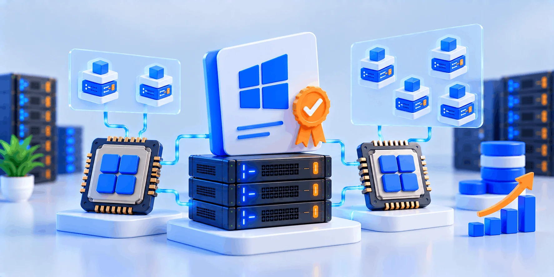 لایسنس ویندوز سرور چیست و مدل هستهمحور چطور کار میکند؟ لایسنس ویندوز سرور در مدل هستهمحور؛ سرور با گواهی لایسنس ویندوز، دو پردازنده و ماشینهای مجازی متصل به آن