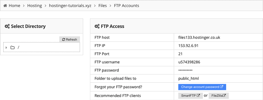 تعیین محل اتصال FTP